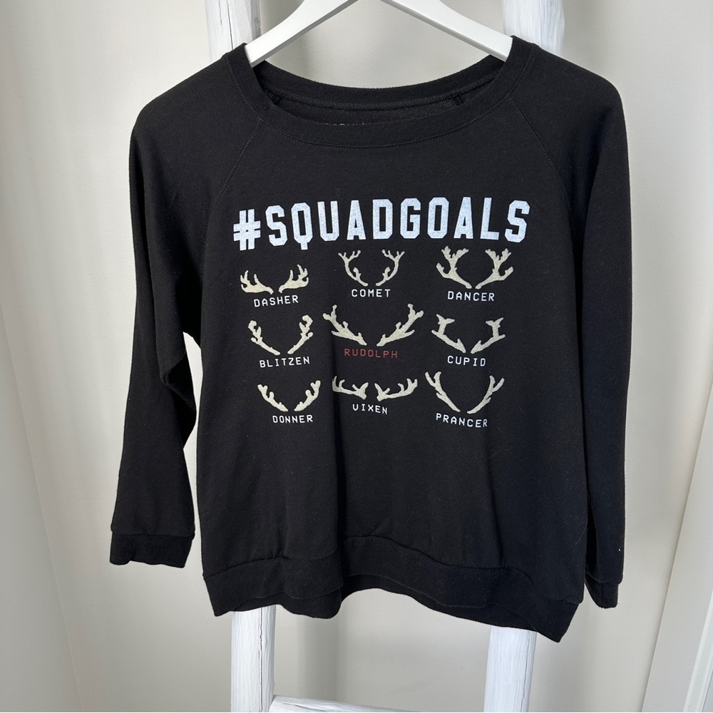 Prince Peter Collection Black Holiday Christmas Graphic Reindeer Sweatshirt SZ M